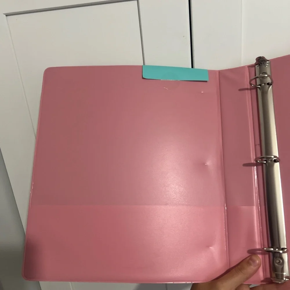 PINK YOOBI binder new 1 inch binder pink with pockets school organized supply